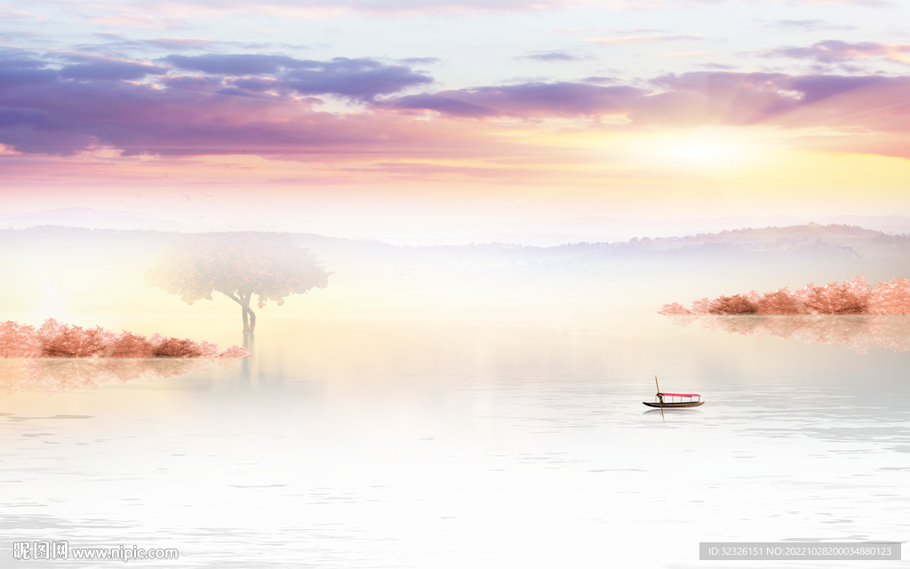 爆款 中式风格山水 tif分层