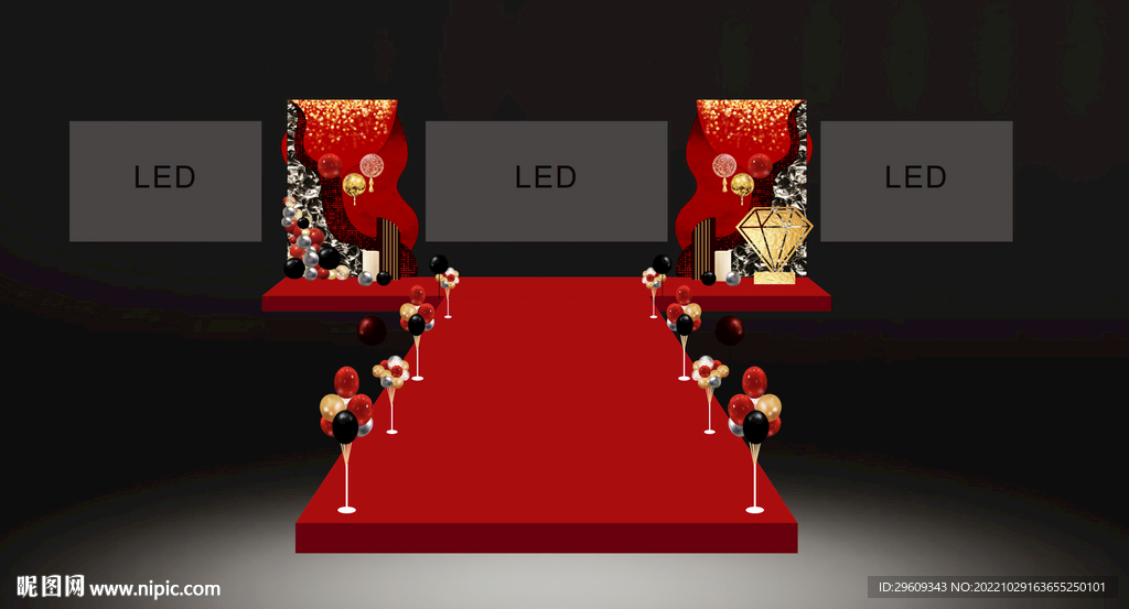 年会舞台效果图气球