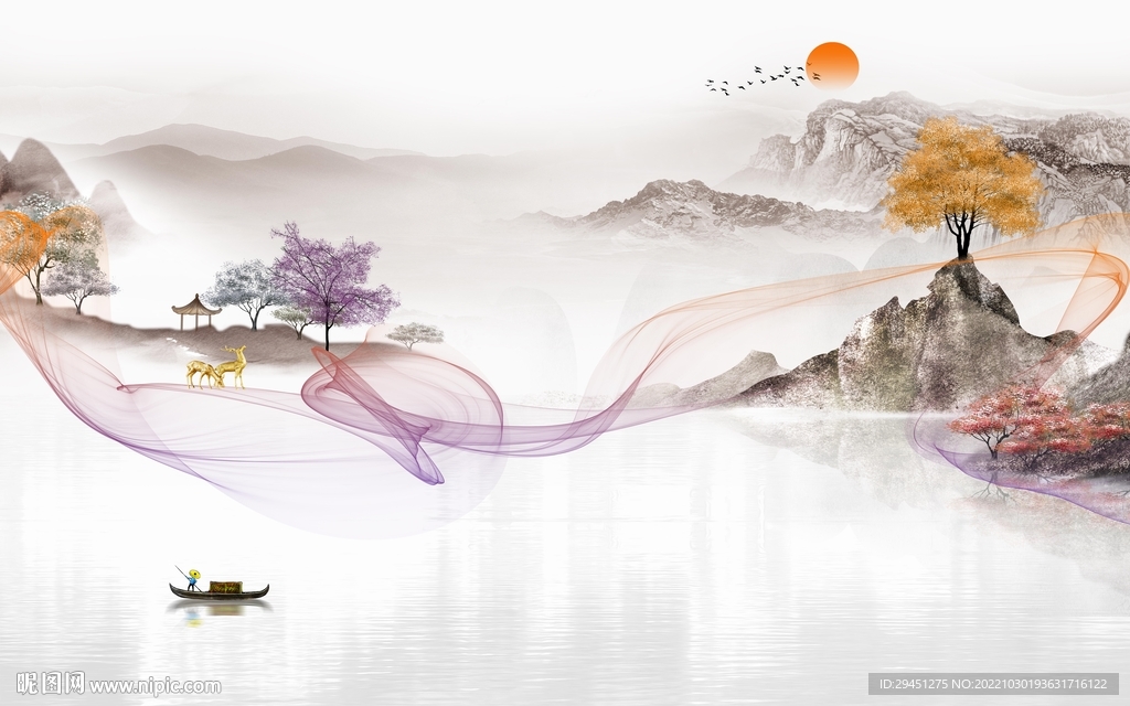 最新 客厅新山水画 TiF分层