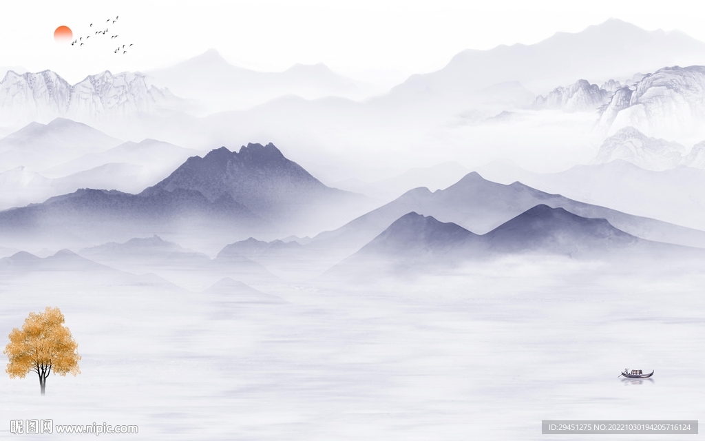 现代 客厅新山水画 TiF分层