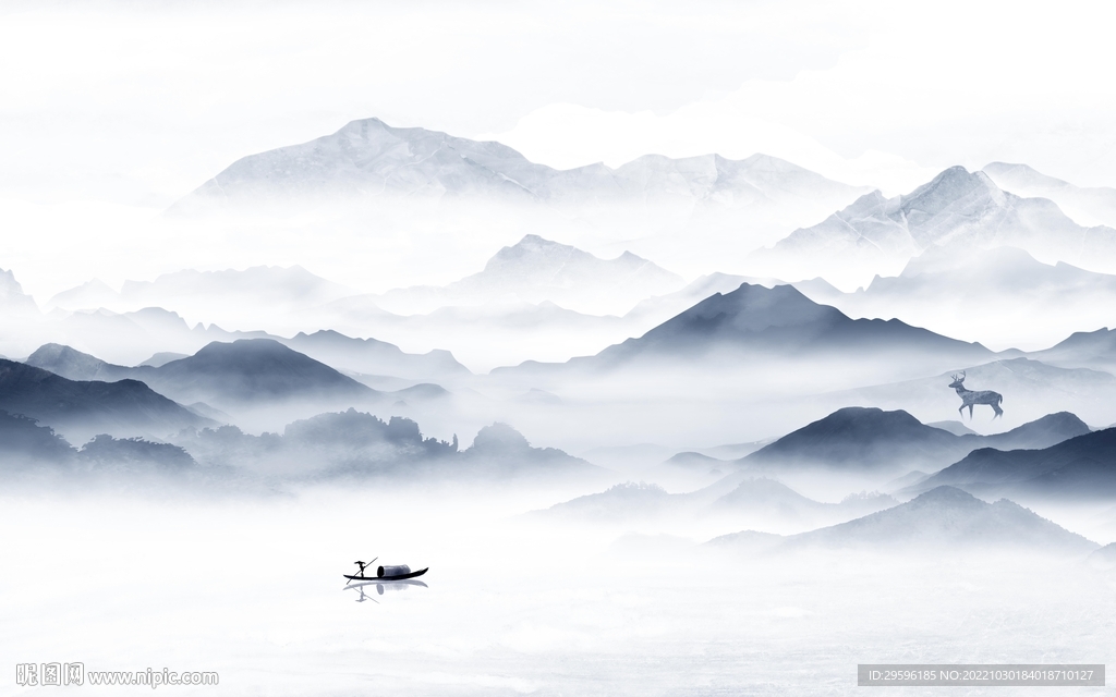 高端 电视背景山水 TIF分层