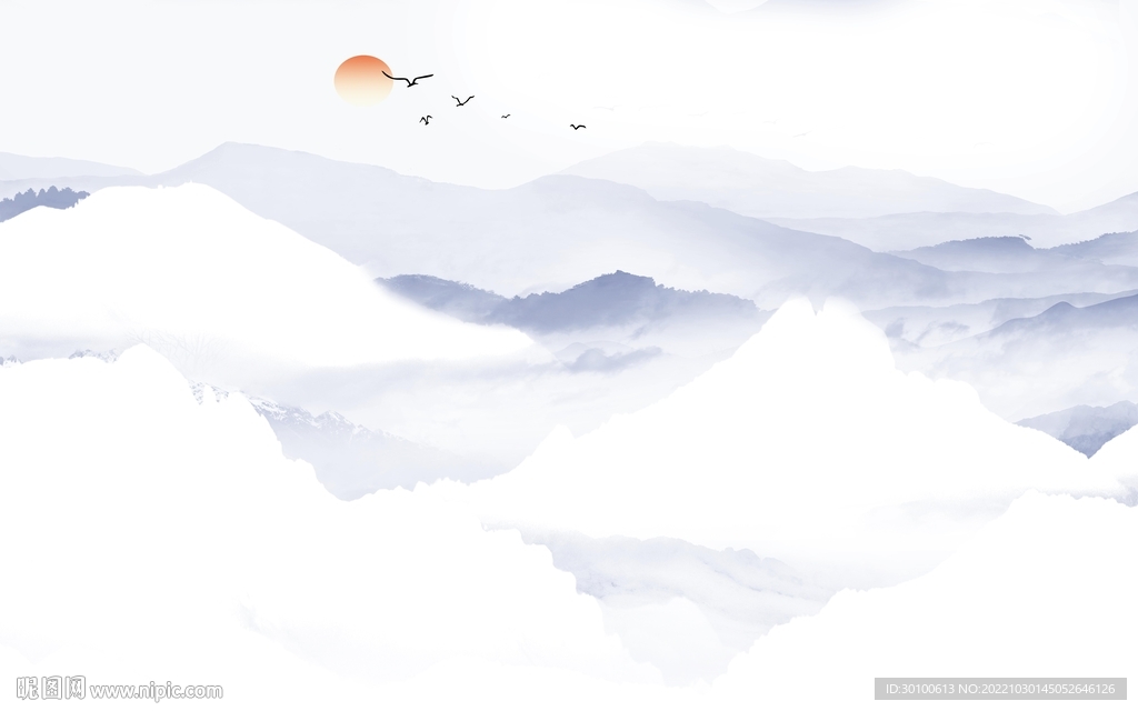 意境 新品山水墙画 Tif分层