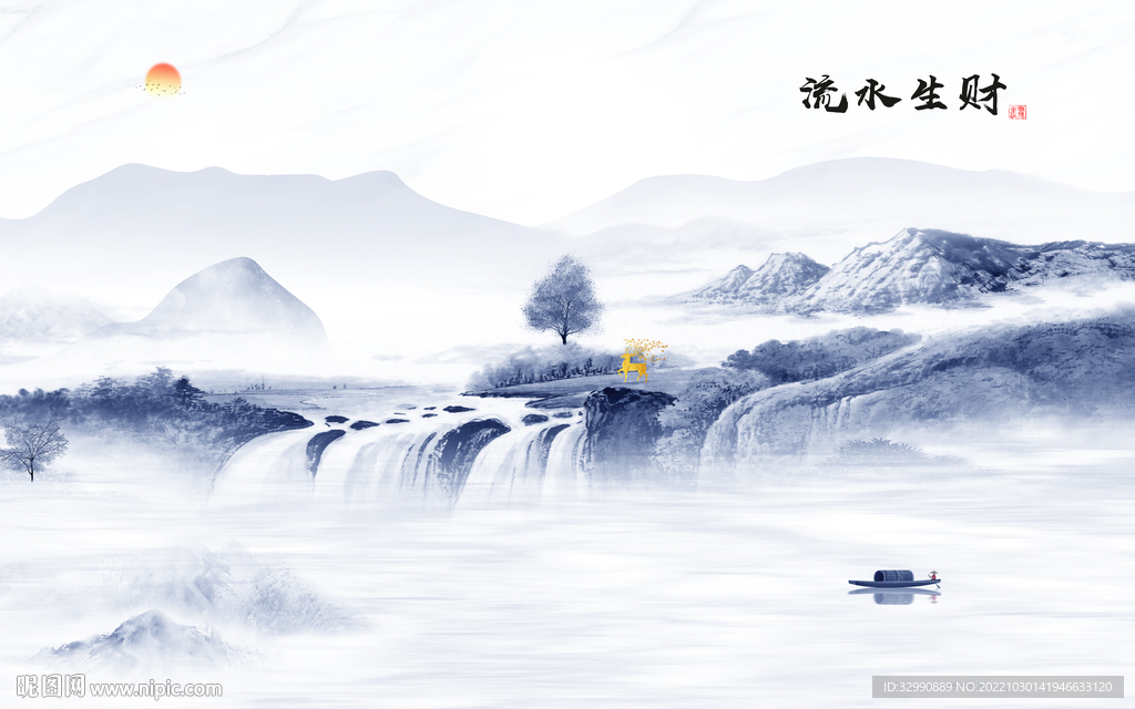 新款 客厅山水背景 TIf分层