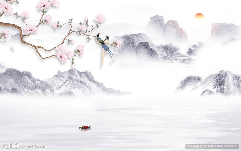 花鸟 简约人气山水 TIf分层