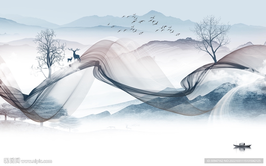 现代 新爆款山水画 tIf分层