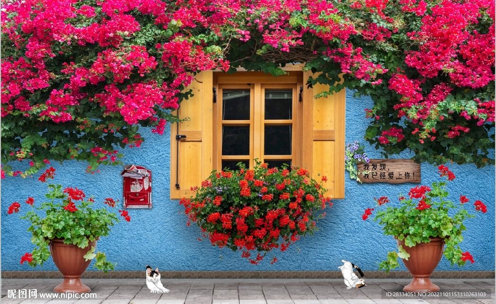 欧美田园风家居场景背景墙壁画