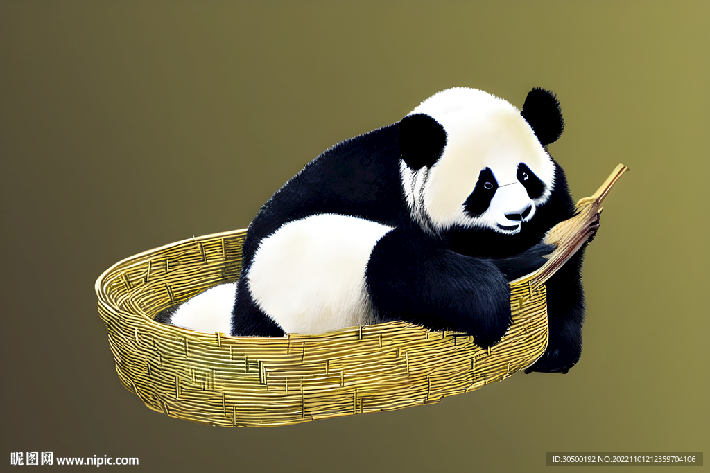 抱着竹篓的熊猫