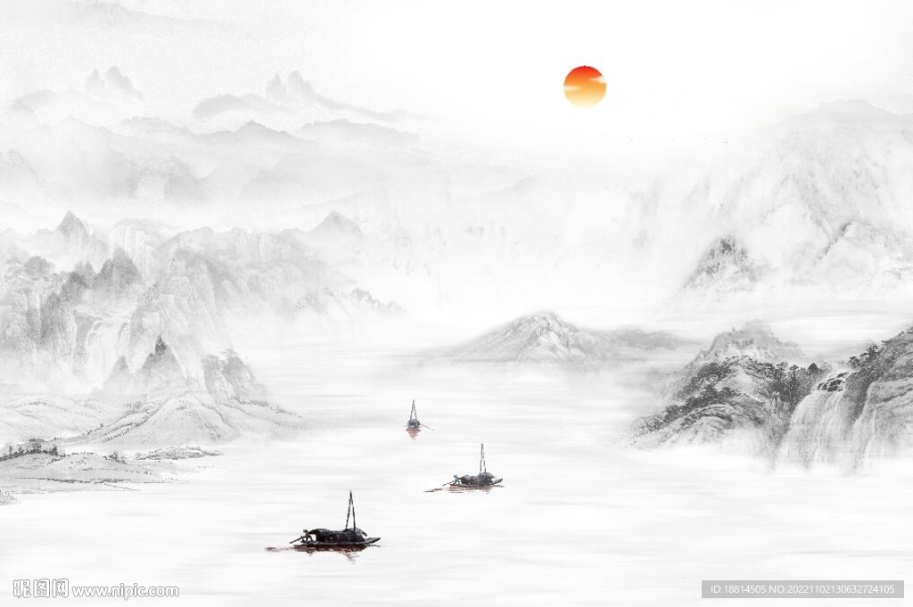 简约山水电视背景墙