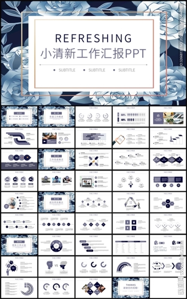 小清新年度工作总结汇报PPT