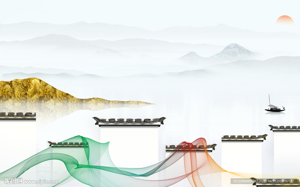 人气 山水电视背景 TIf分层