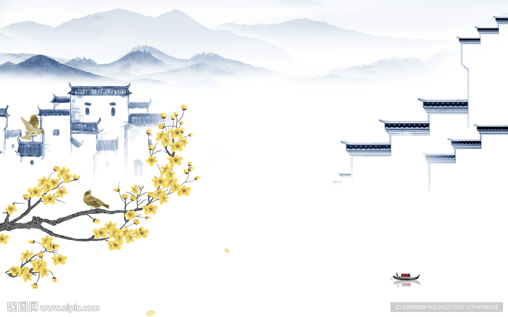 高档 山水电视背景 TIf分层