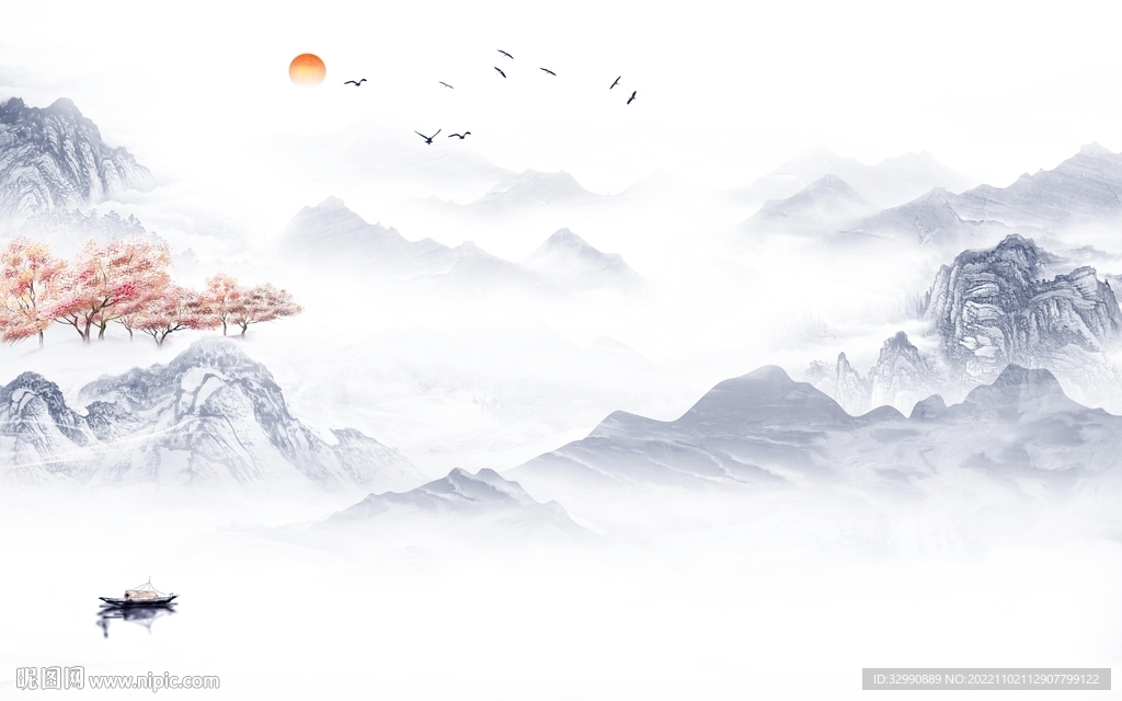 高端 山水电视背景 TIf分层