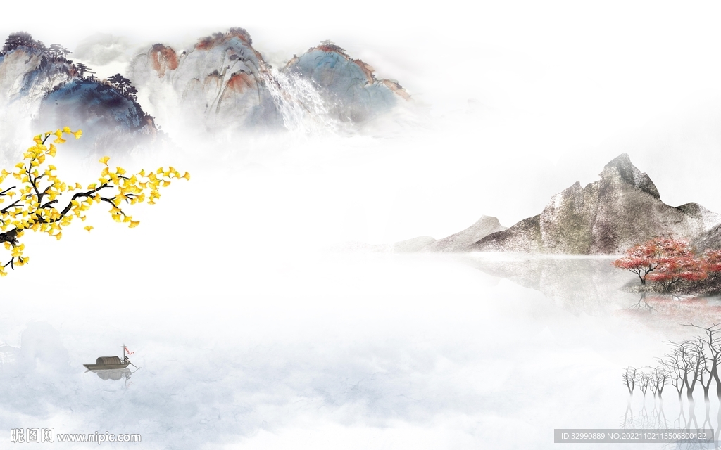 别墅 山水电视背景 TIf分层