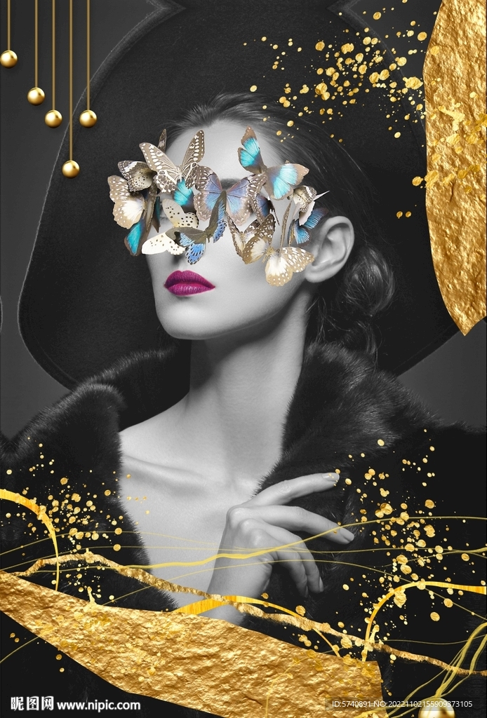 贵气玄关美女装饰画