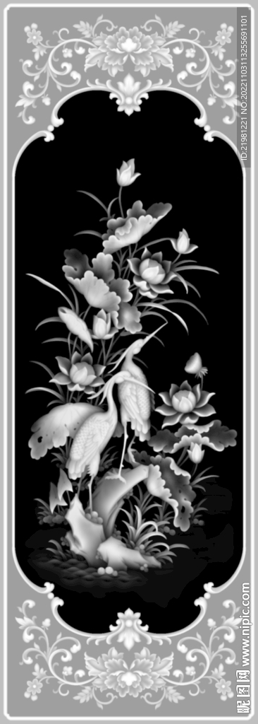 荷花灰度图图片