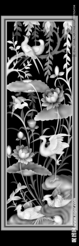 荷花灰度图图片