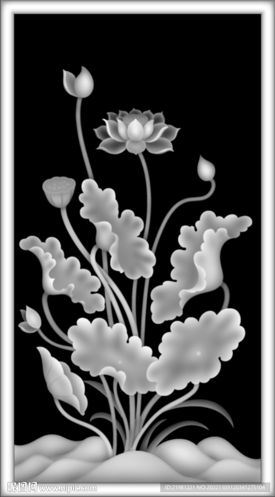 荷花灰度图图片