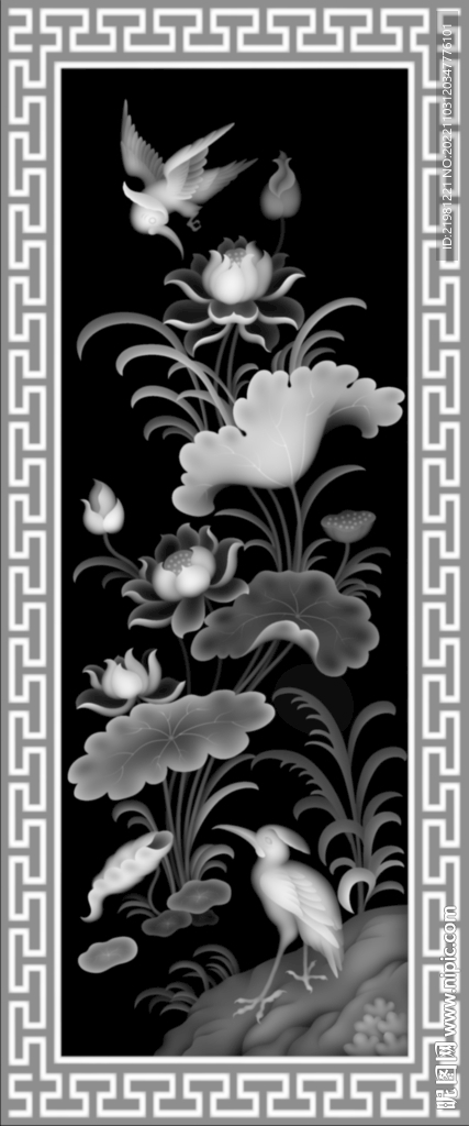 荷花灰度图图片