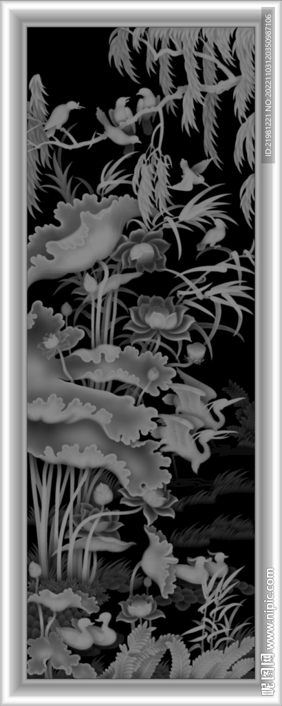 荷花灰度图图片