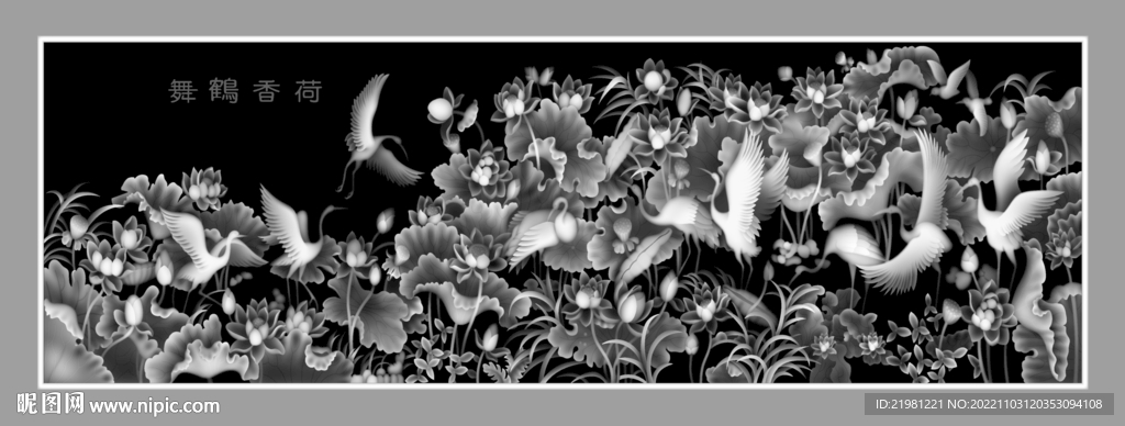 荷花灰度图图片