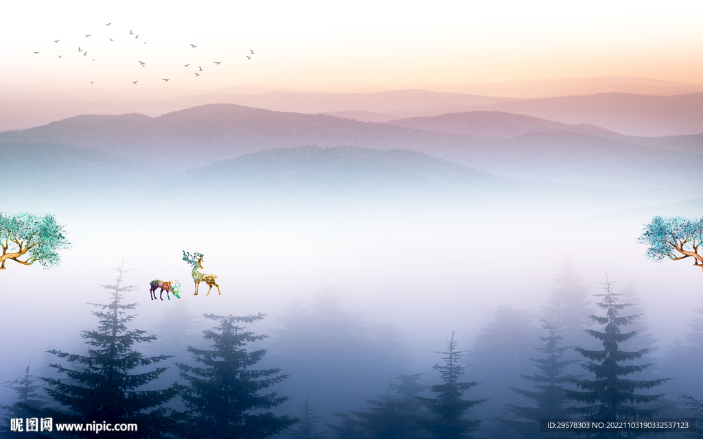 最新 爆款中式山水 TIf分层