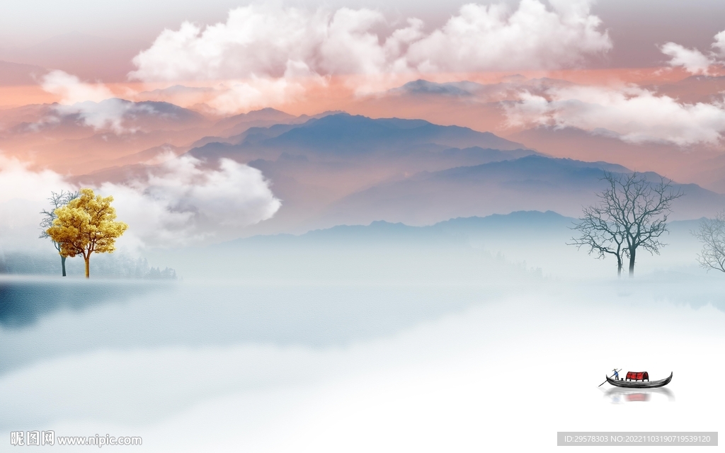 人气 爆款中式山水 TIf分层