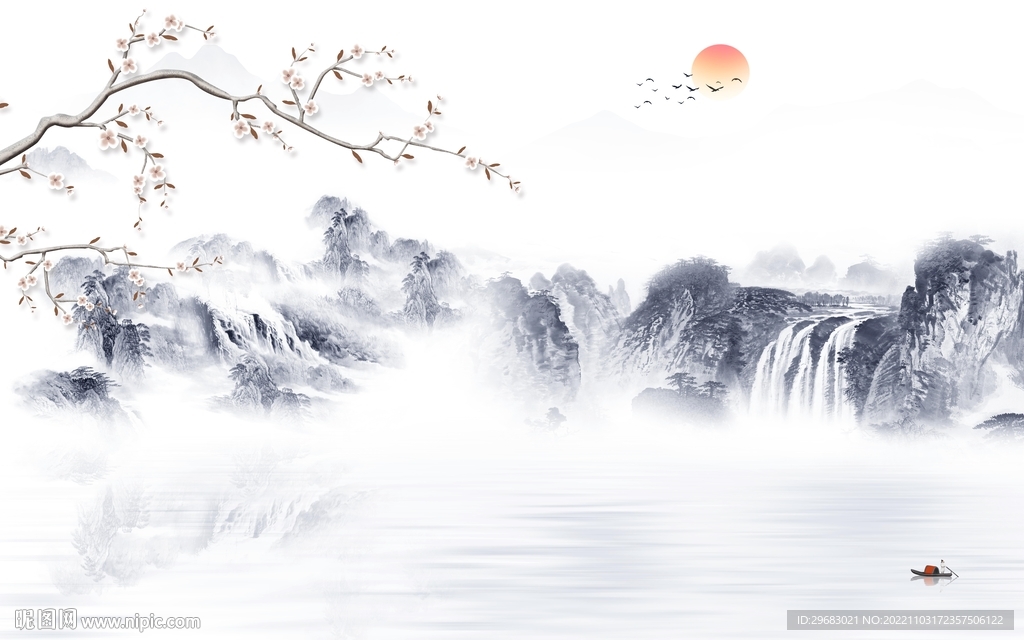 现代 最新山水框画 TIF分层