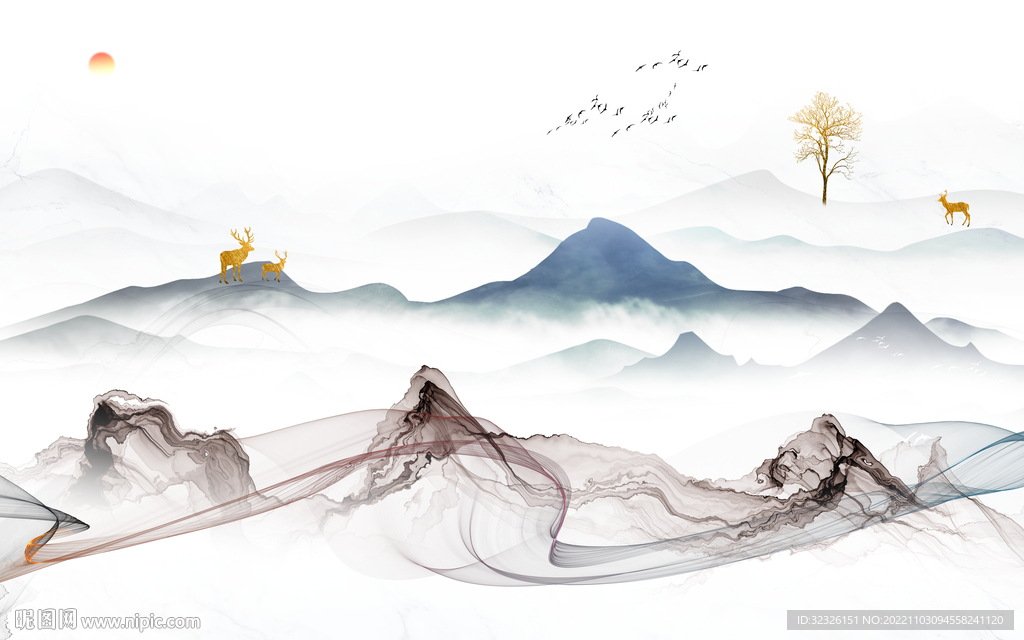 高档 人气新款山水 tif分层