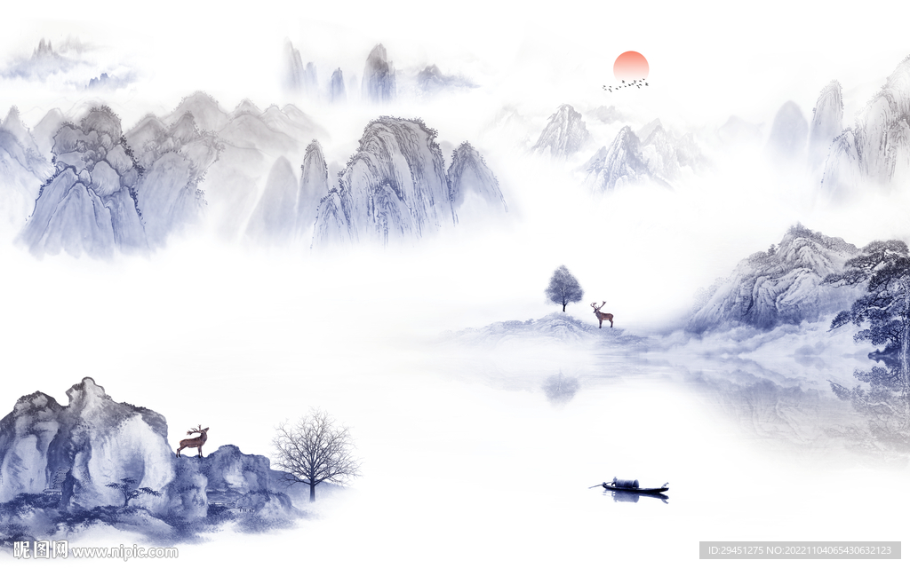 客厅 最新中式山水 TiF分层