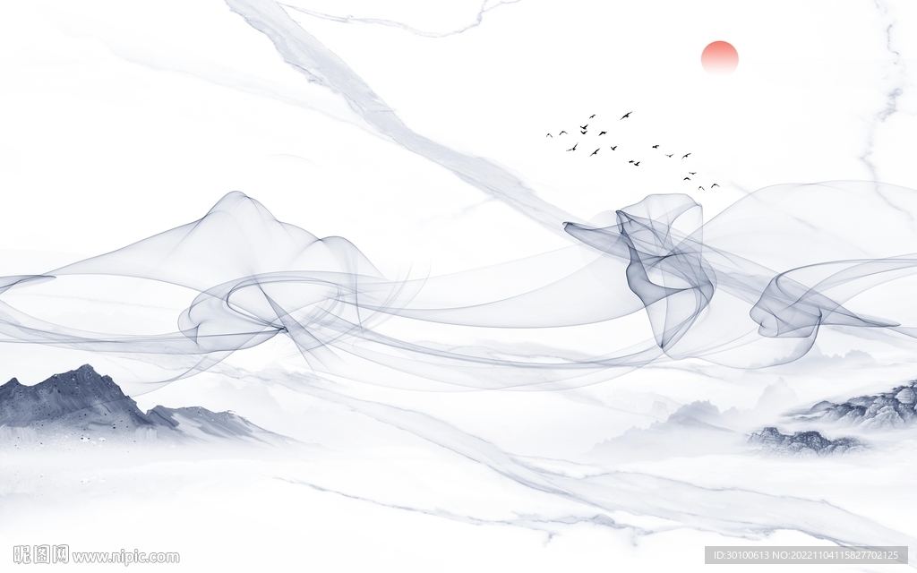 人气 高端客厅山水 Tif分层