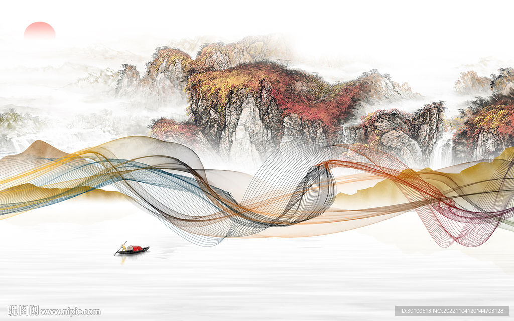 大气 高端客厅山水 Tif分层