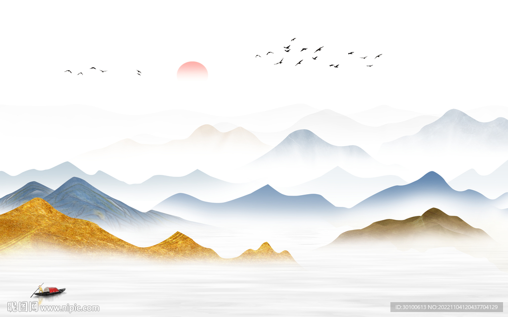 简约 高端客厅山水 Tif分层