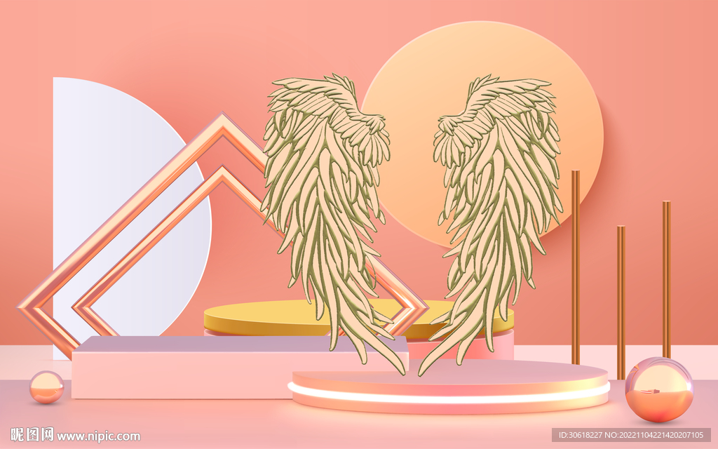 网红直播拍照翅膀背景墙