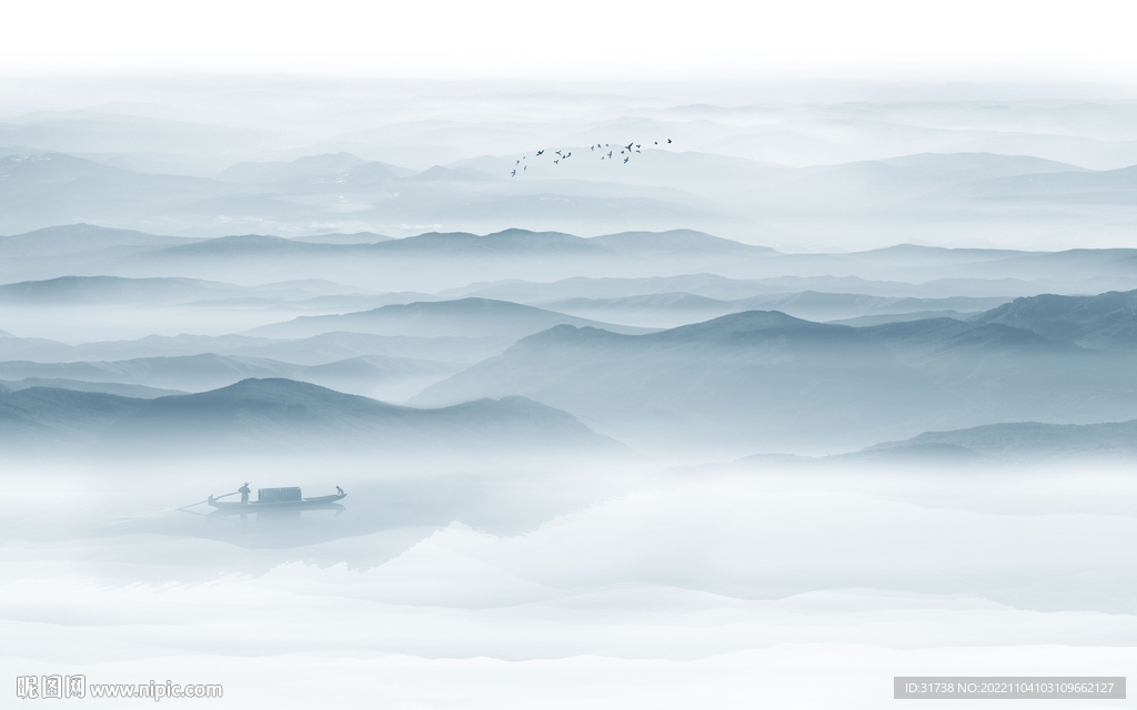 新中式水墨山水背景墙