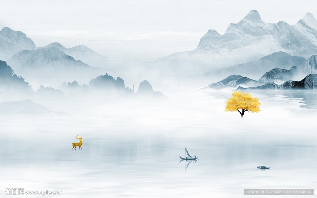 最新 高雅现代山水 tif分层