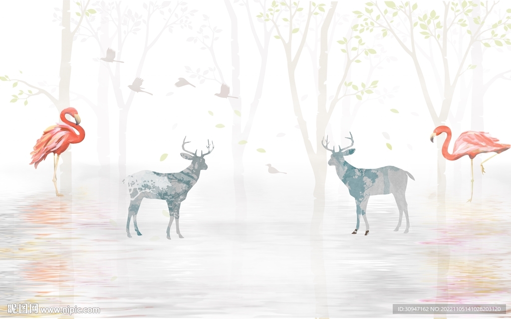 简约 高清背景墙画 TIF分层