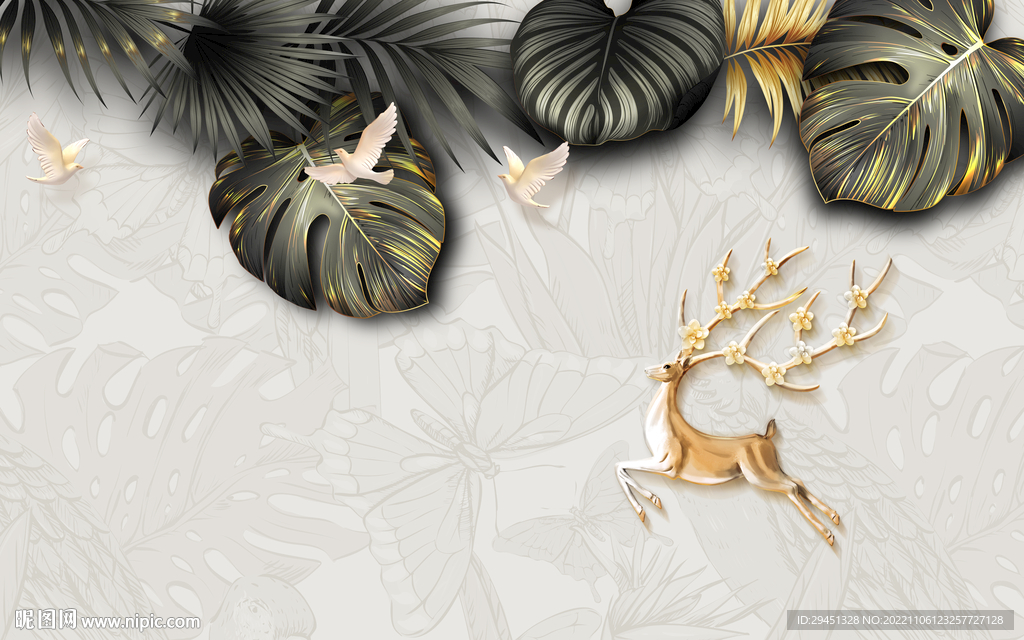 简约 欧式背景墙画 TIF分层