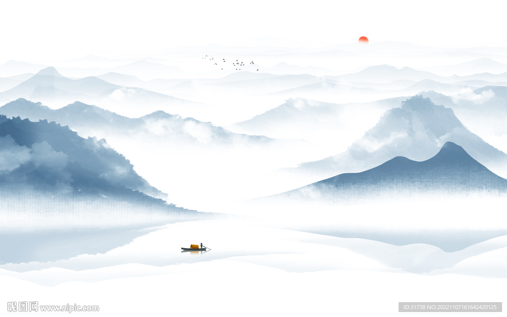 别墅 新爆款山水画 tIf分层