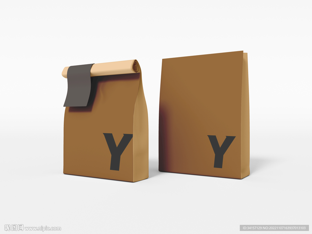 多视角咖啡袋便签纸包装样机