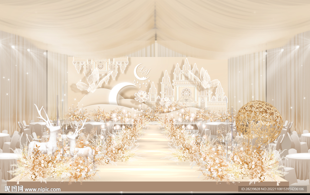 大棚香槟色城堡婚礼