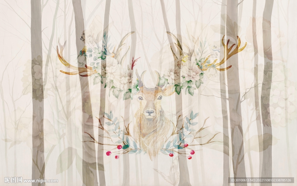 客厅 北欧背景墙画 TIF分层