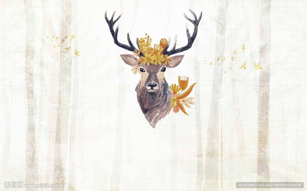 大气 北欧背景墙画 TIF分层