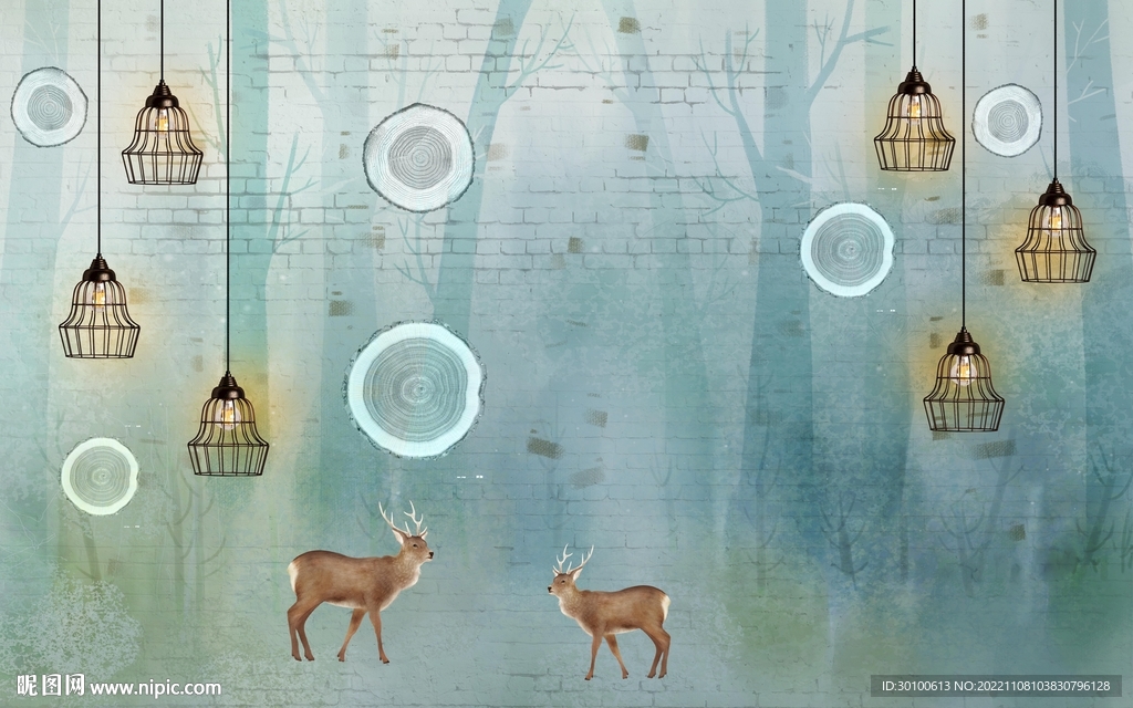 高清 北欧背景墙画 TIF分层