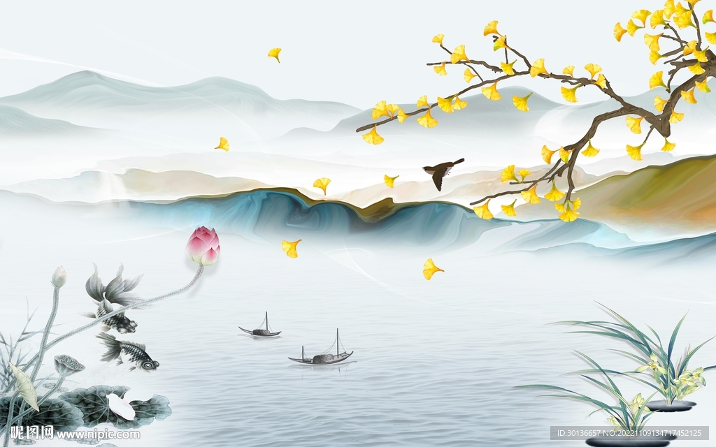 新款 客厅高清山水 tif分层