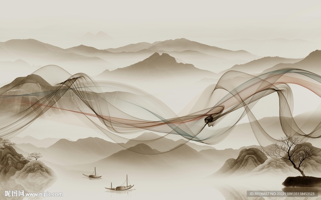 最新 客厅高清山水 tif分层