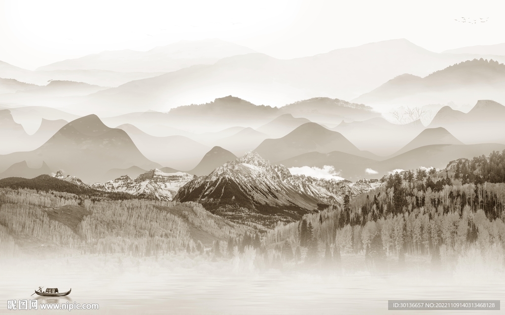 高档 客厅高清山水 tif分层