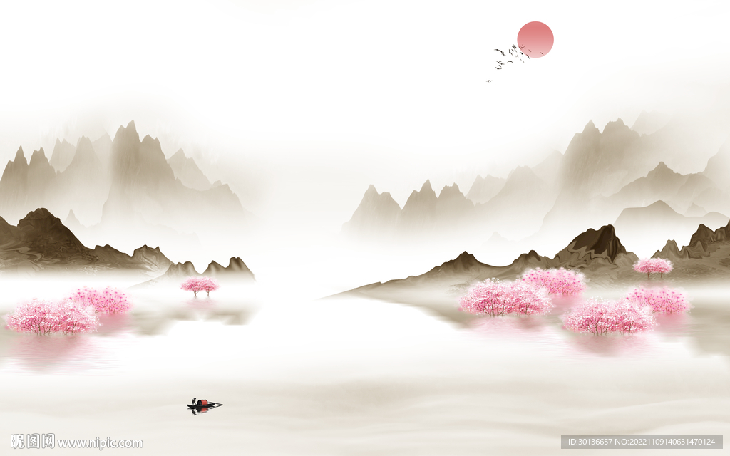 高端 客厅高清山水 tif分层