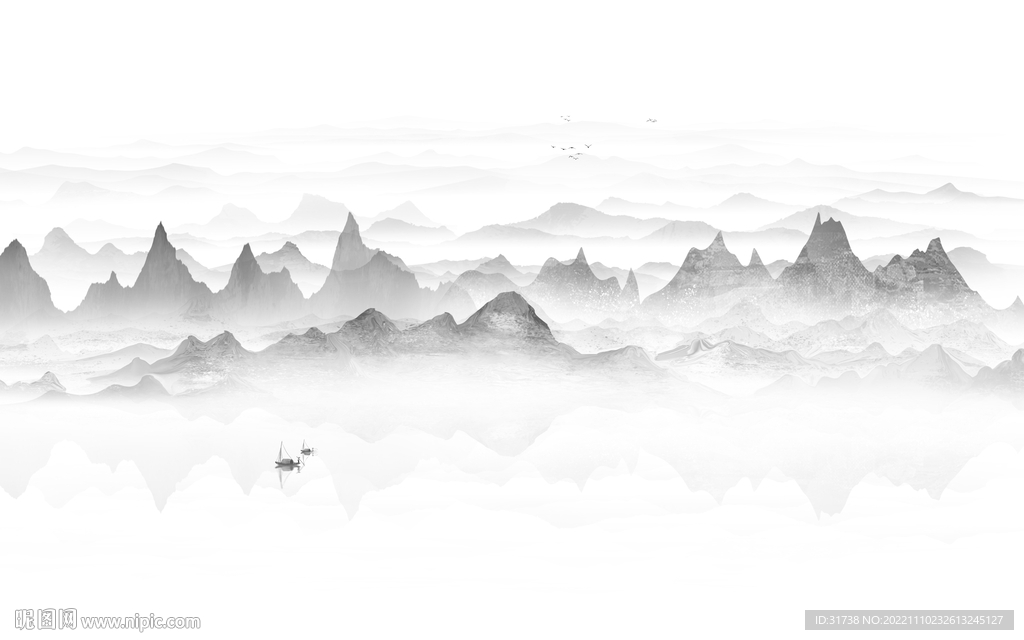 意境水墨山水画