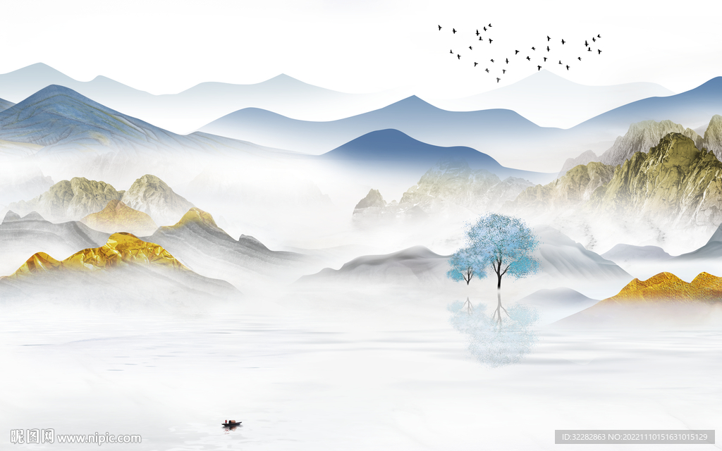 简约 新风景山水画 tIF分层