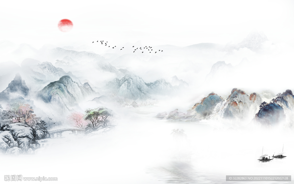 别墅 新风景山水画 tIF分层